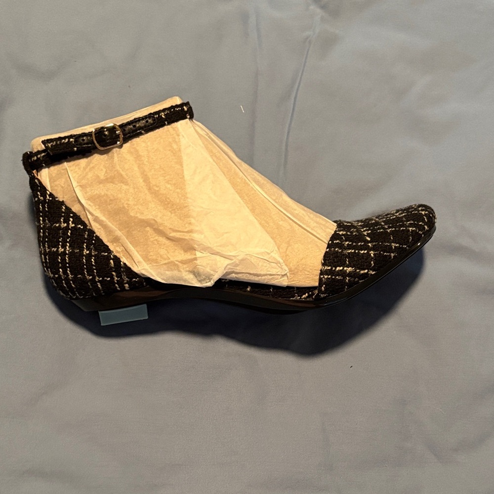 The Jocelyn Cole  Tweed Ankle Strap Flat